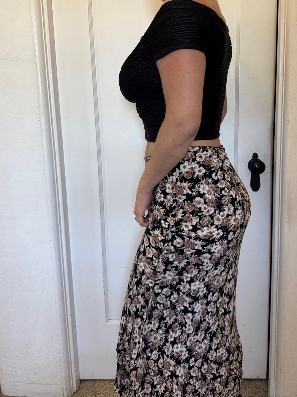 Old Navy Floral Maxi Skirt - Black and Cream